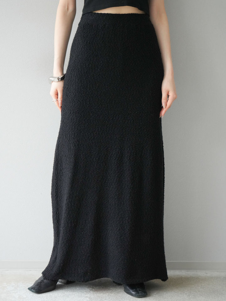 [予約]ブークレーニットIラインスカート/ブラック