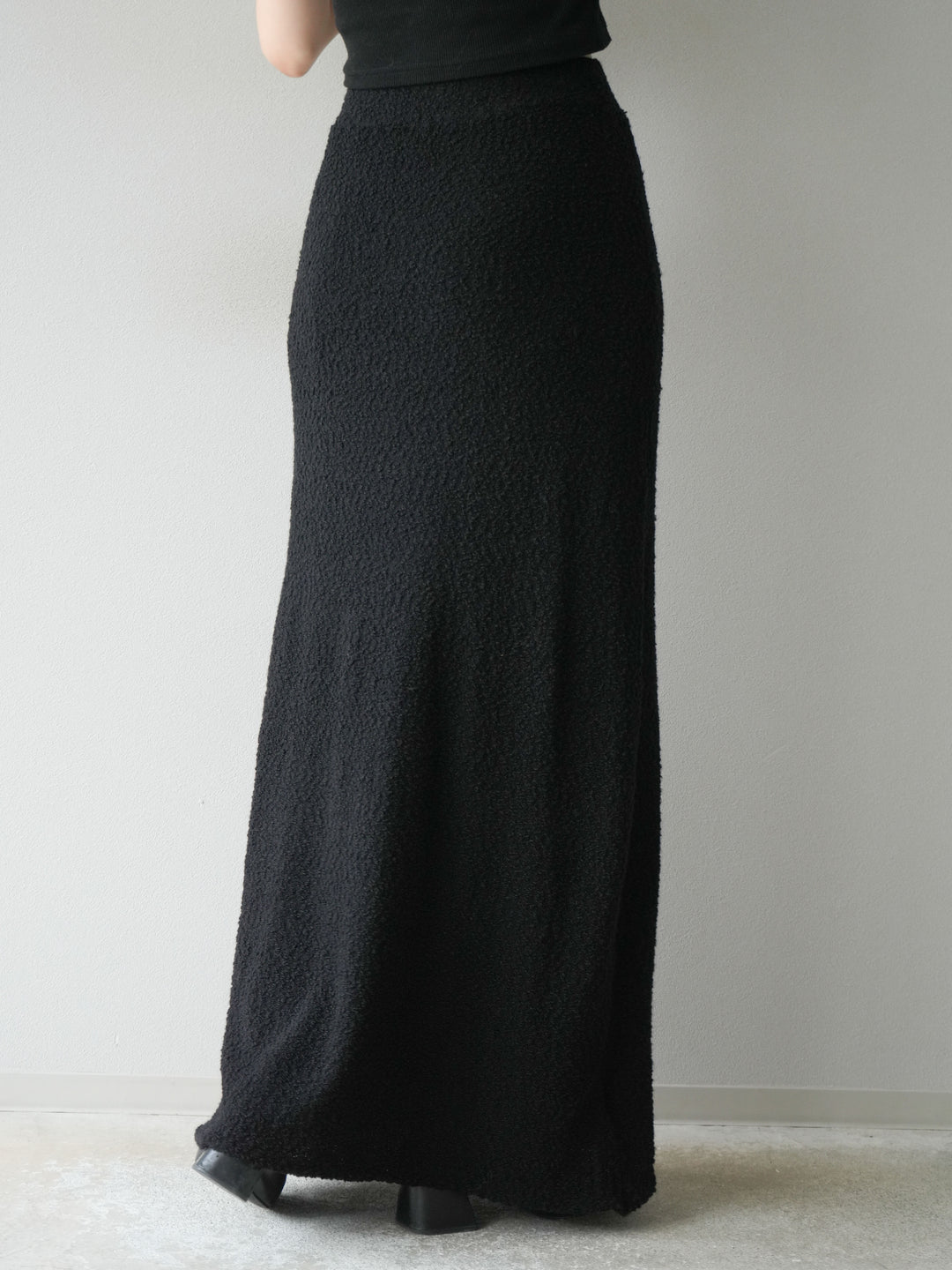 [予約]ブークレーニットIラインスカート/ブラック