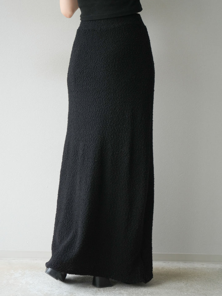 [予約]ブークレーニットIラインスカート/ブラック
