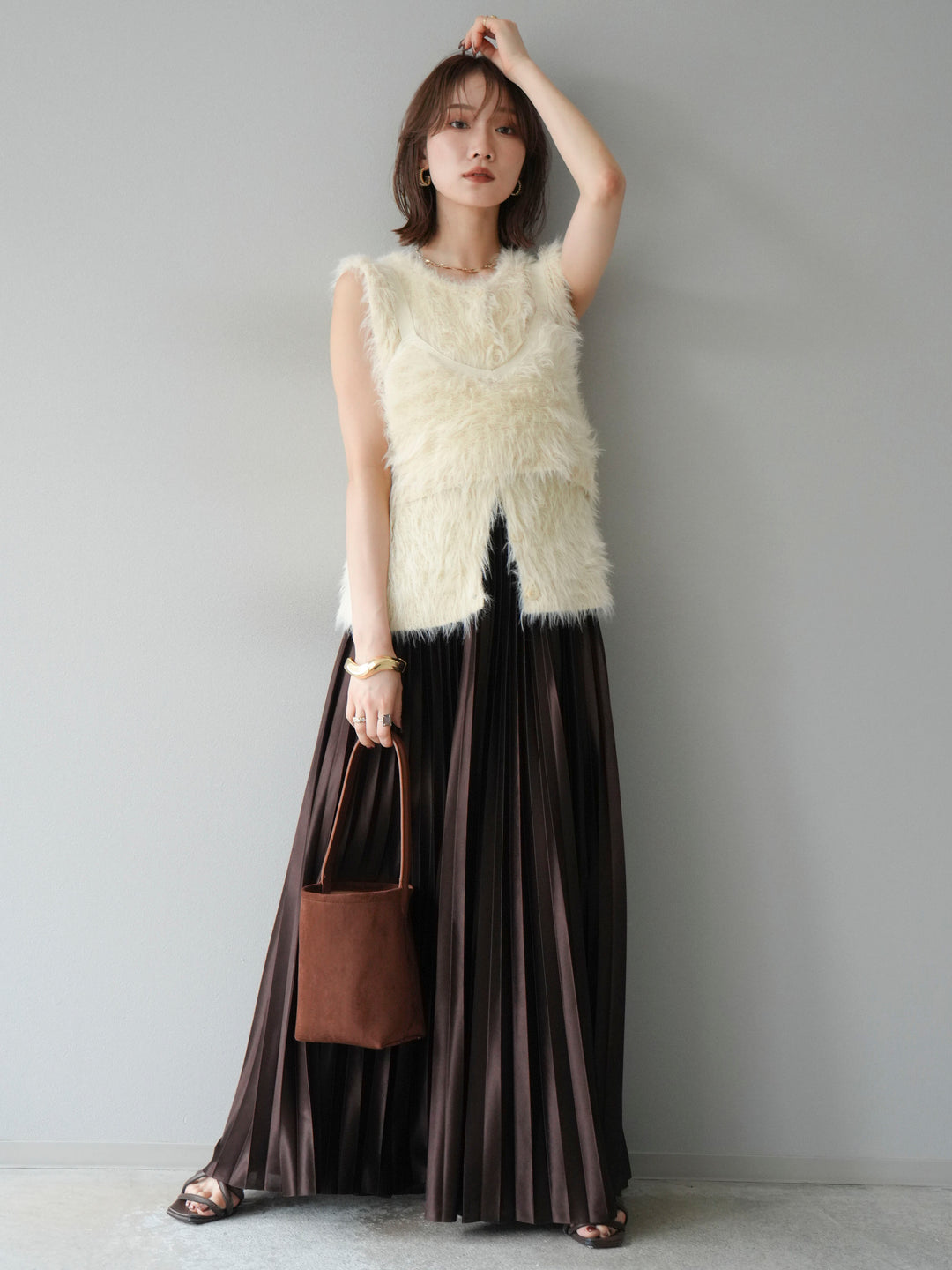 [予約]シャギーニットベスト/アイボリー