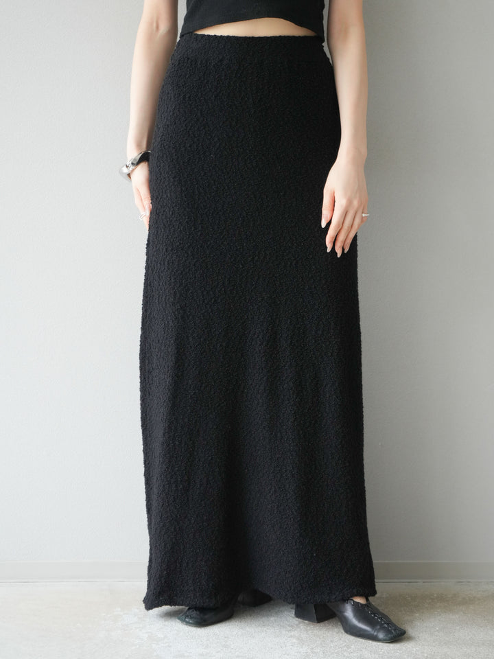 [予約]ブークレーニットIラインスカート/ブラック