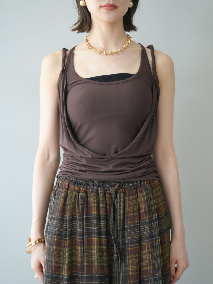 [予約]レイヤードツイストタンクトップ/ブラウン