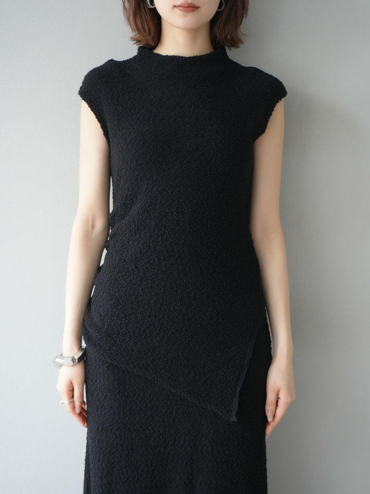 [予約]ブークレアシメニットノースリーブトップス/ブラック