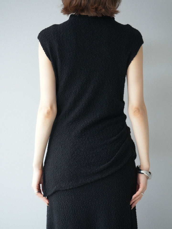 [予約]ブークレアシメニットノースリーブトップス/ブラック