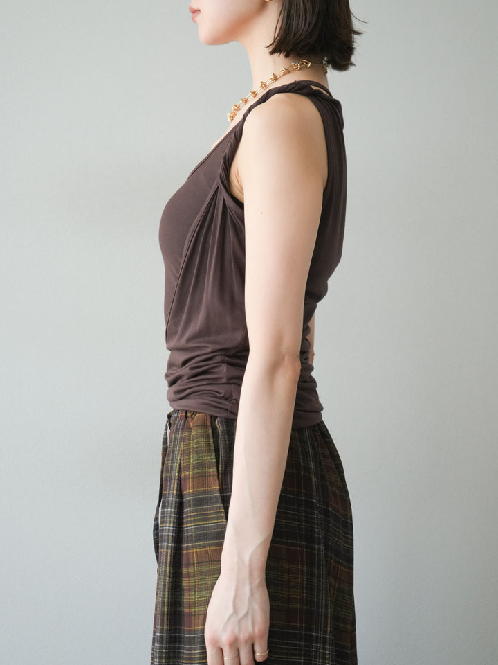 [予約]レイヤードツイストタンクトップ/ブラウン