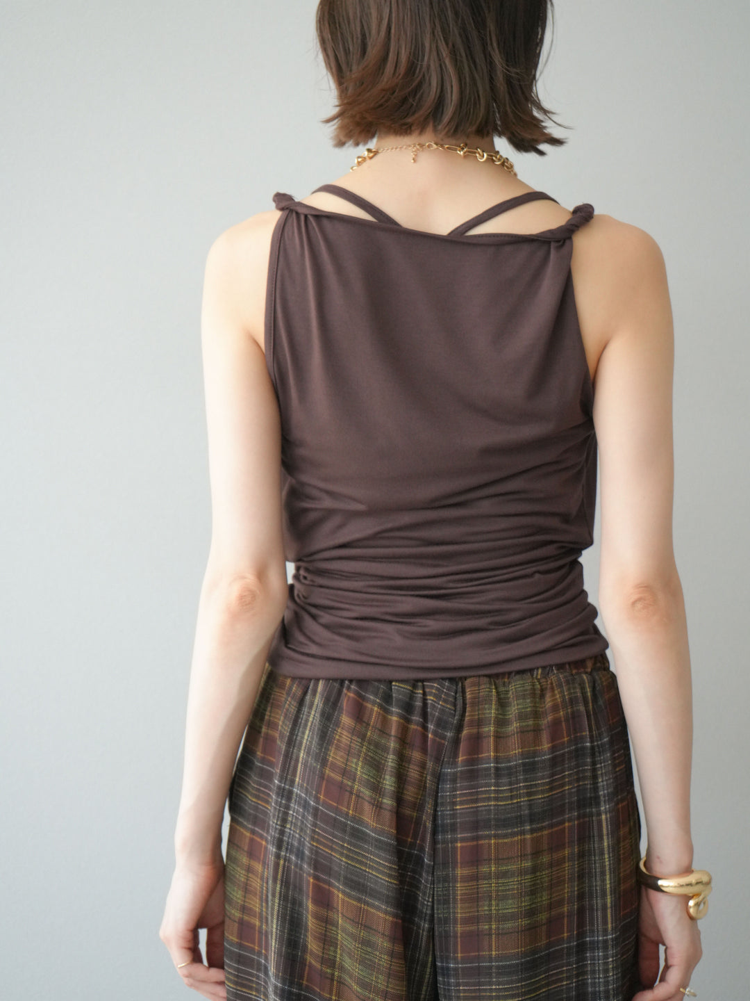 [予約]レイヤードツイストタンクトップ/ブラウン