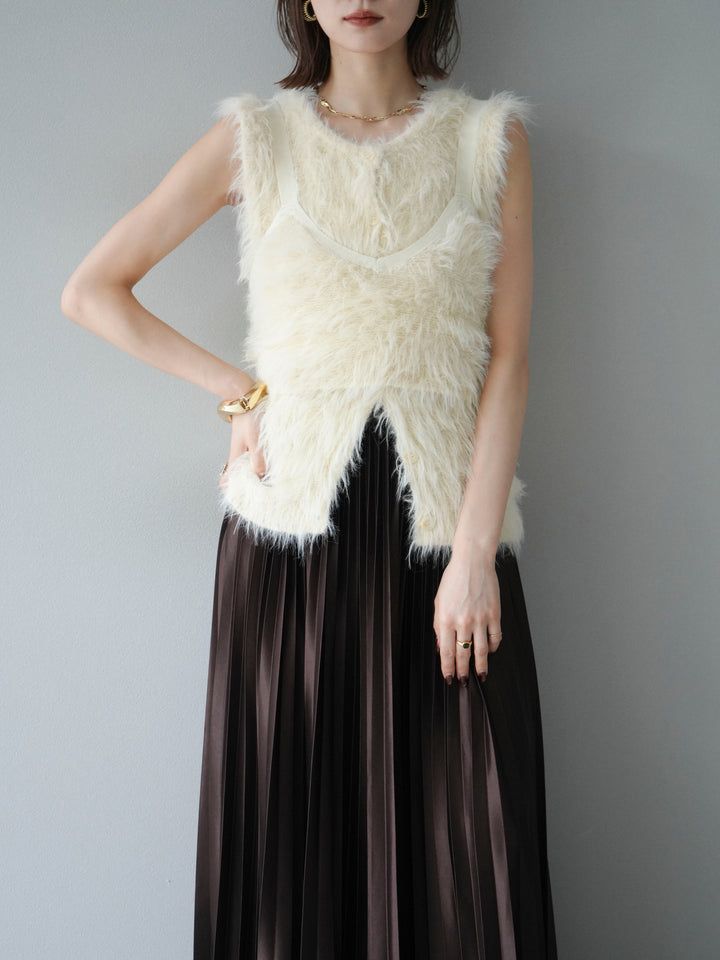 [予約]シャギーニットベスト/アイボリー