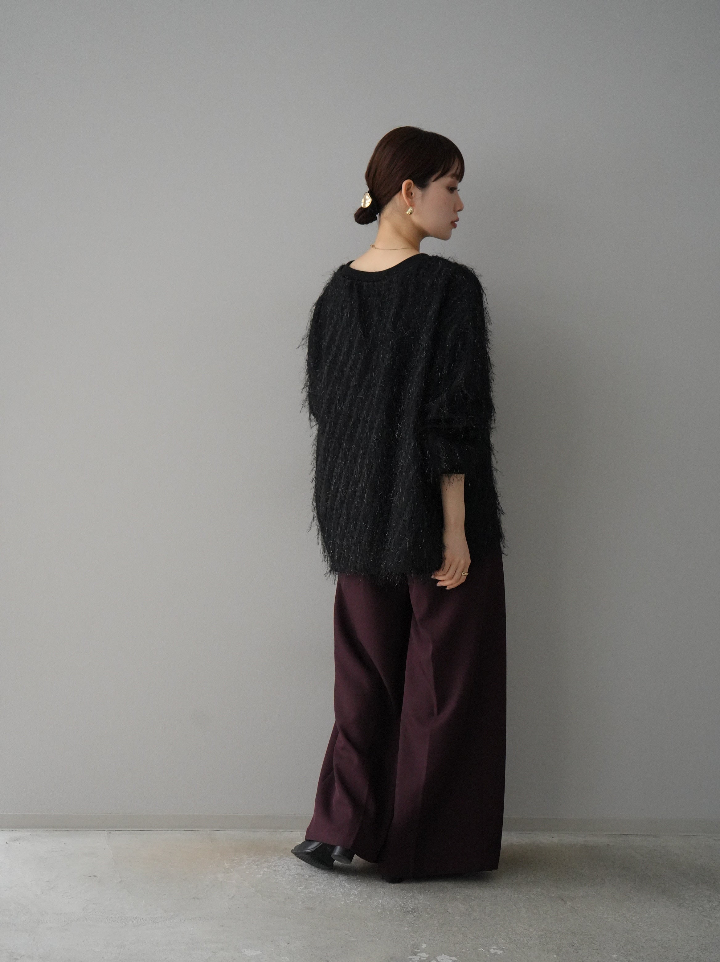 予約]ベルトデザインタックワイドパンツ/ボルドー – Lumier