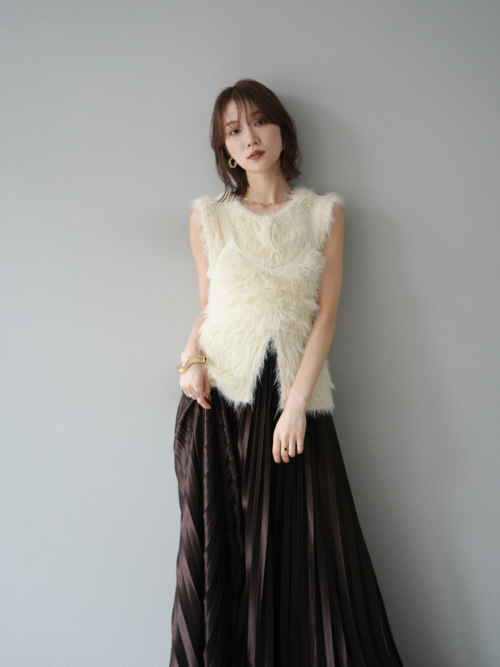 [予約]シャギーニットベスト/アイボリー