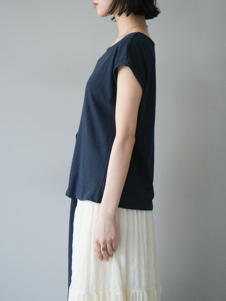 [予約]フロント巻きデザインカットソー/ネイビー