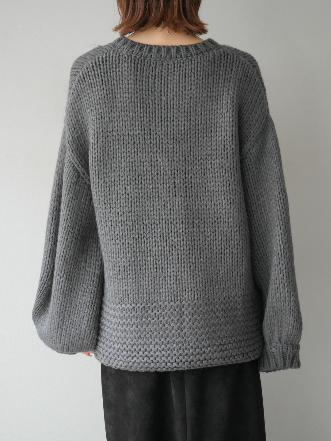 [予約]ロービングケーブルオーバーZIPニットカーディガン/チャコール