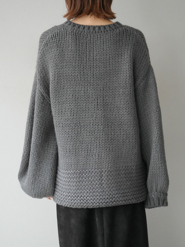 [予約]ロービングケーブルオーバーZIPニットカーディガン/チャコール