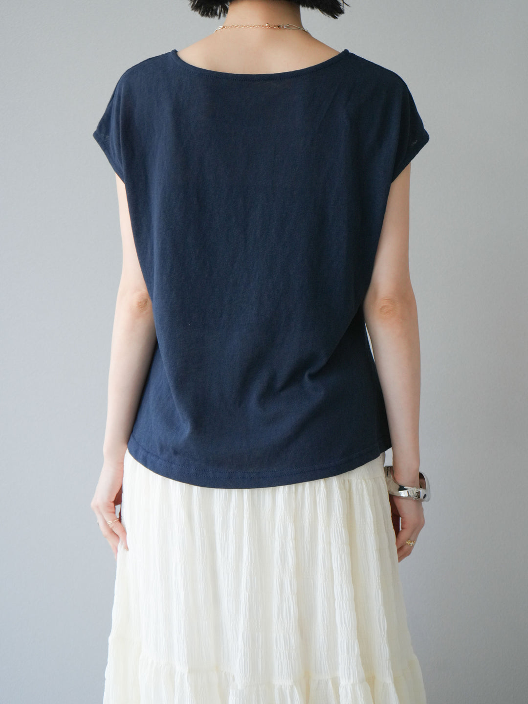 [予約]フロント巻きデザインカットソー/ネイビー