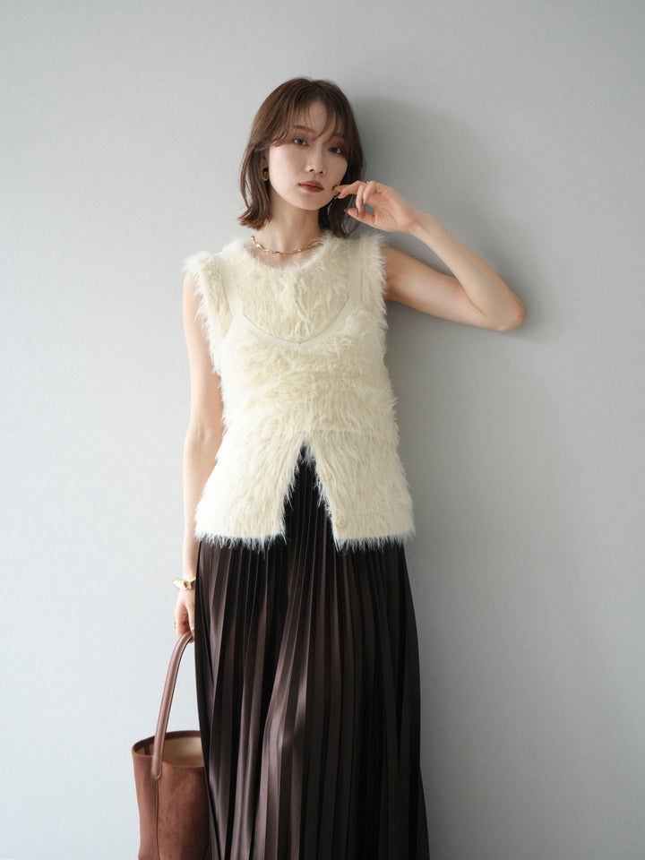 [予約]シャギーニットベスト/アイボリー