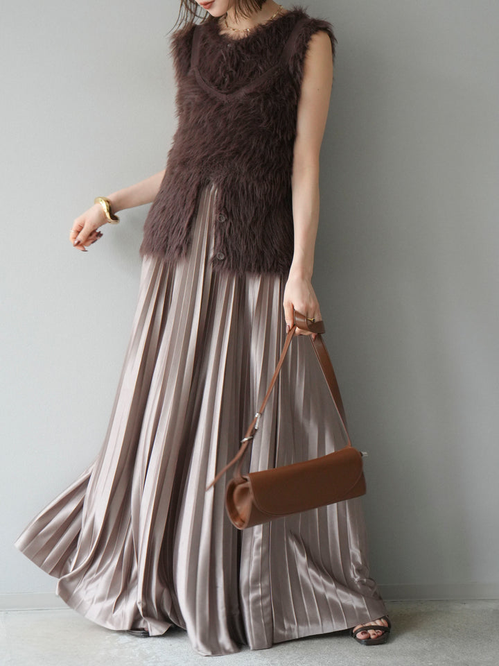 [予約]シャギーニットベスト/ブラウン