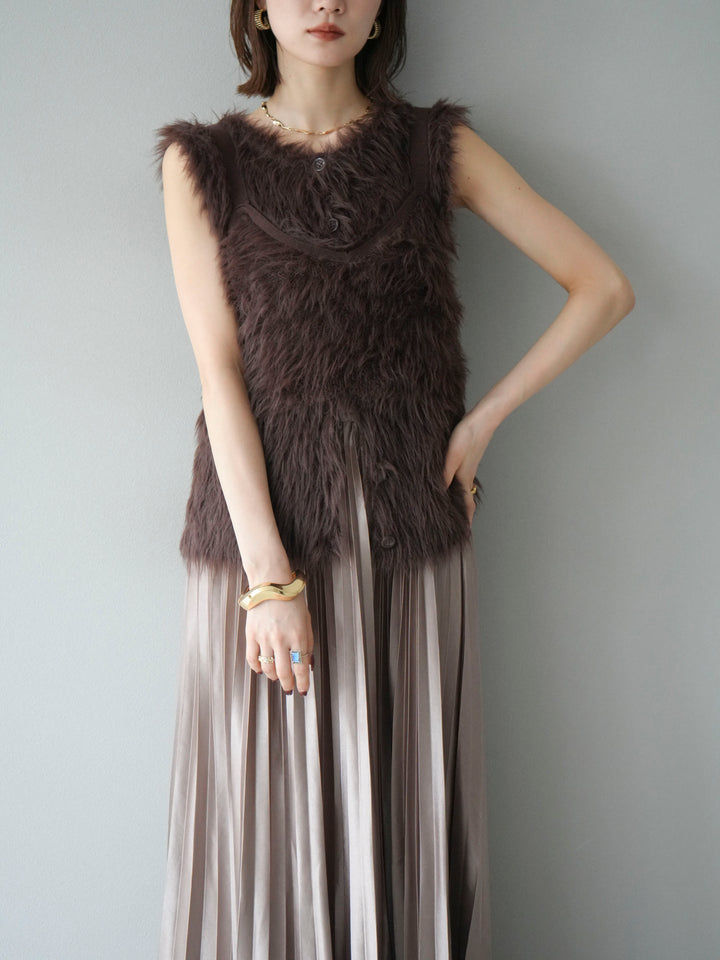 [予約]シャギーニットベスト/ブラウン