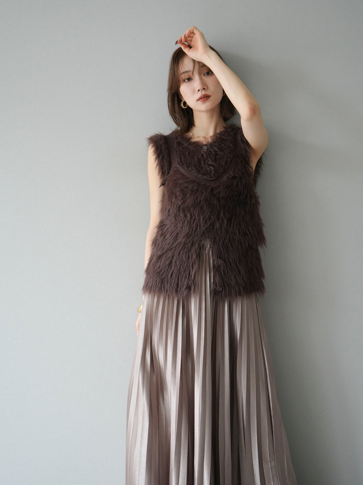 [予約]シャギーニットベスト/ブラウン