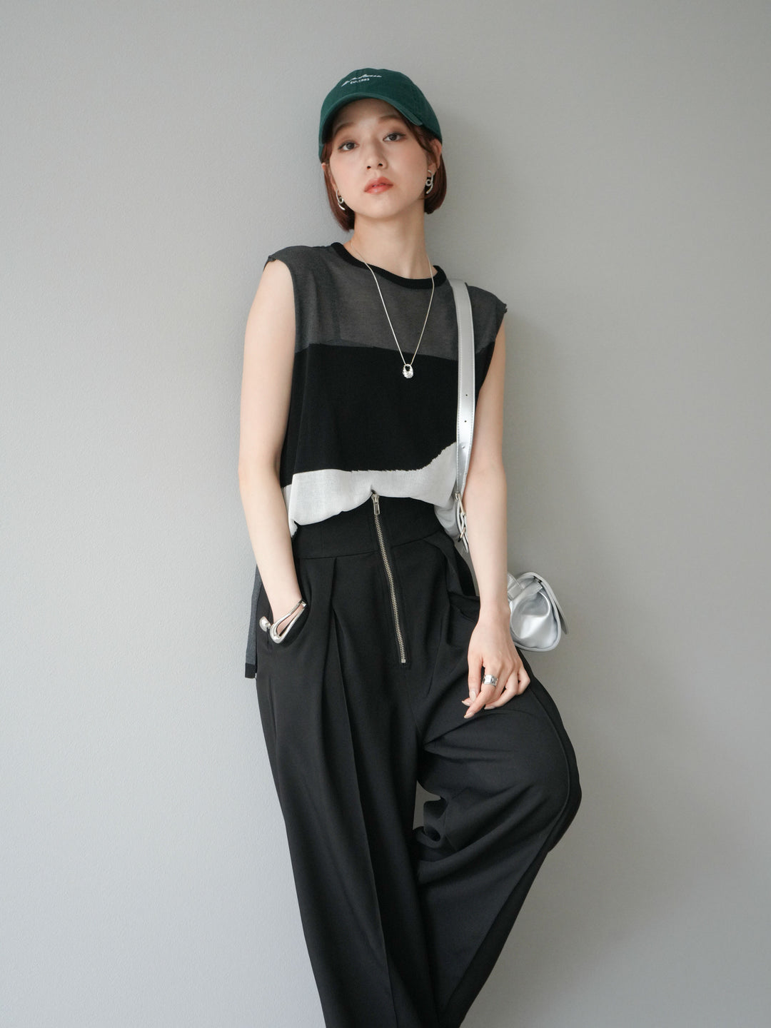 [SET] 雙色透明針織無袖+可選配件套裝（2套）