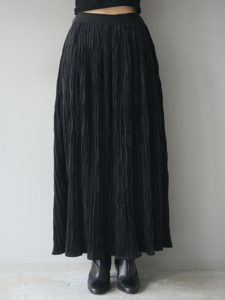 [予約]スエードワッシャープリーツスカート/ black