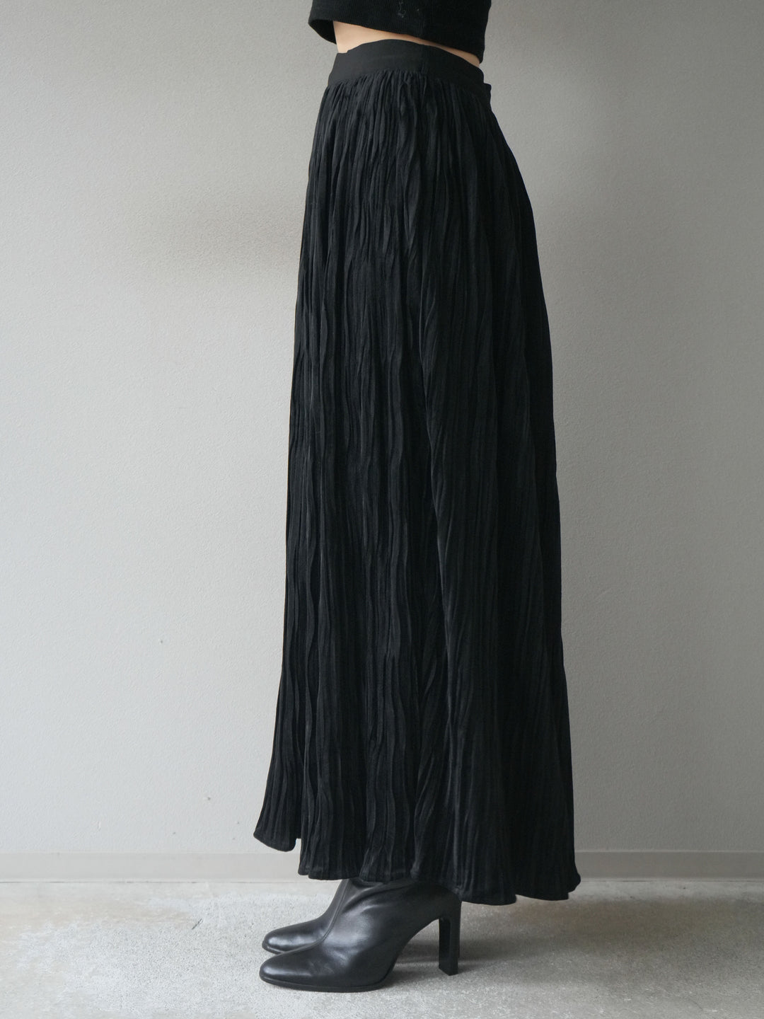 [予約]スエードワッシャープリーツスカート/ black