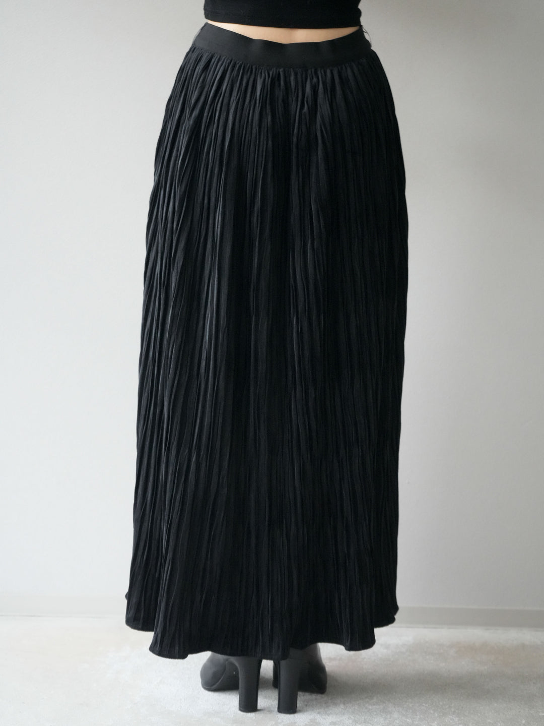 [予約]スエードワッシャープリーツスカート/ black