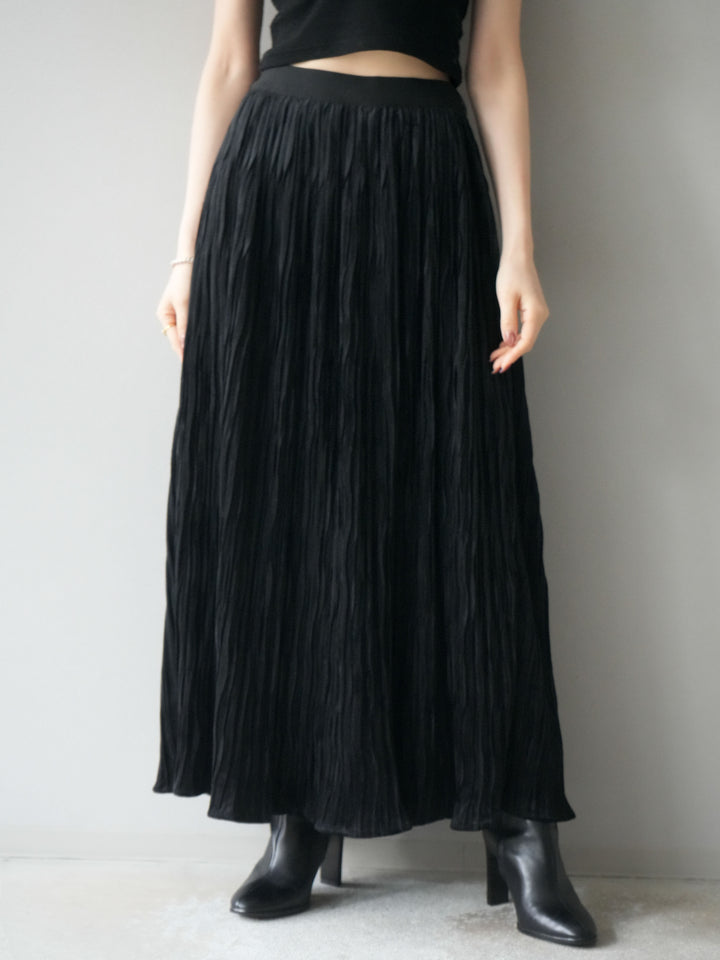 [予約]スエードワッシャープリーツスカート/ black