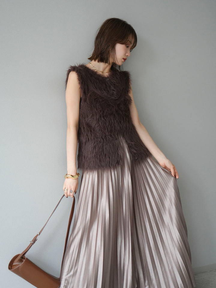 [予約]シャギーニットベスト/ブラウン