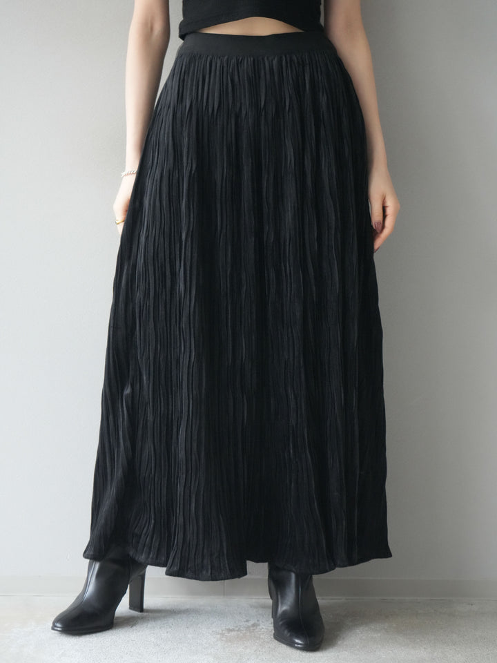 [予約]スエードワッシャープリーツスカート/ black