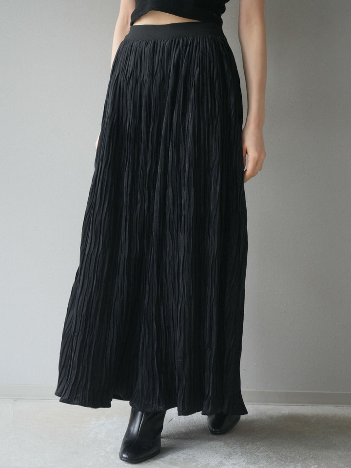 [予約]スエードワッシャープリーツスカート/ black