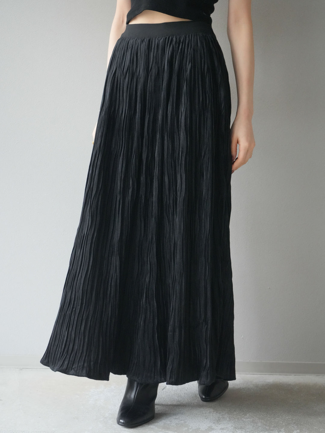 [予約]スエードワッシャープリーツスカート/ black