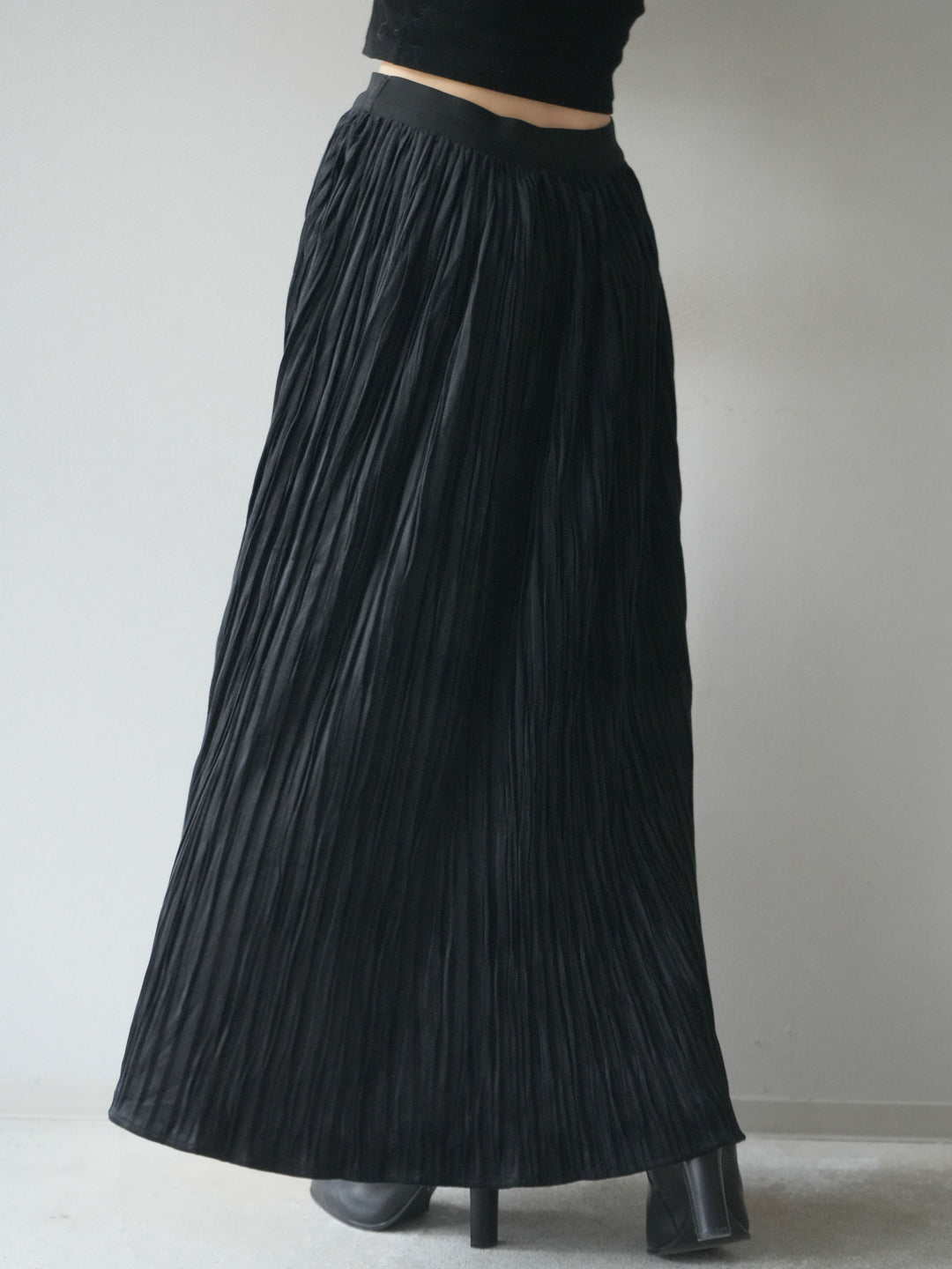 [予約]スエードワッシャープリーツスカート/ black