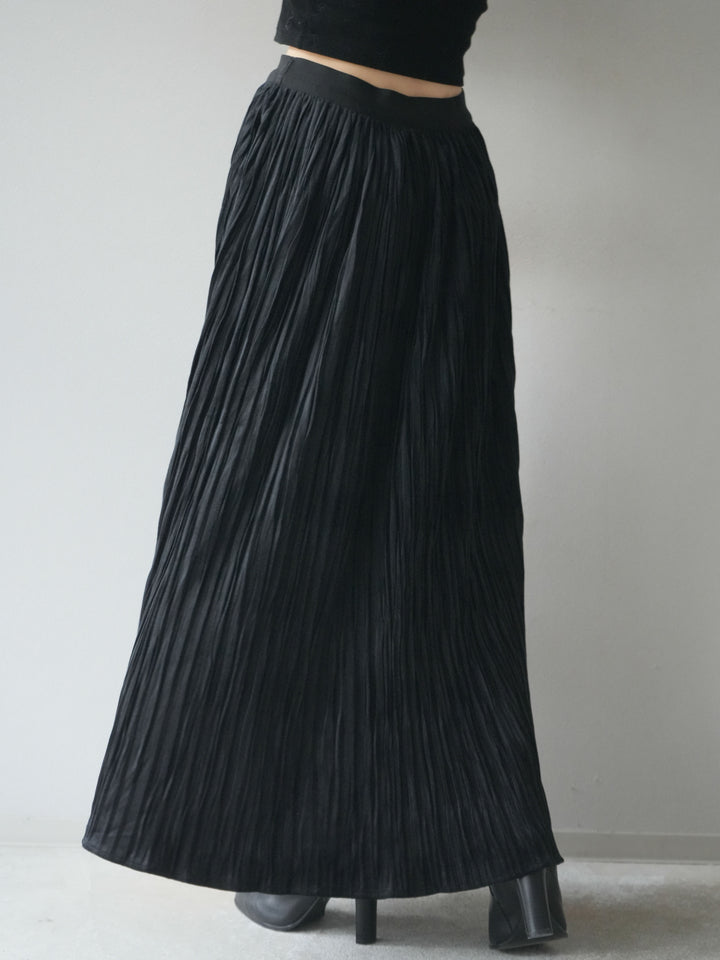 [予約]スエードワッシャープリーツスカート/ black