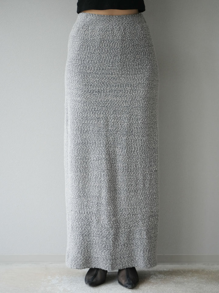 [予約]ブークレーニットIラインスカート/グレー