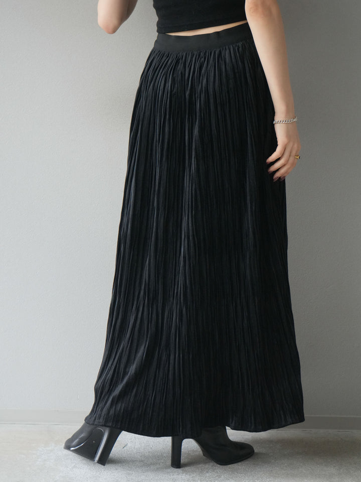 [予約]スエードワッシャープリーツスカート/ black