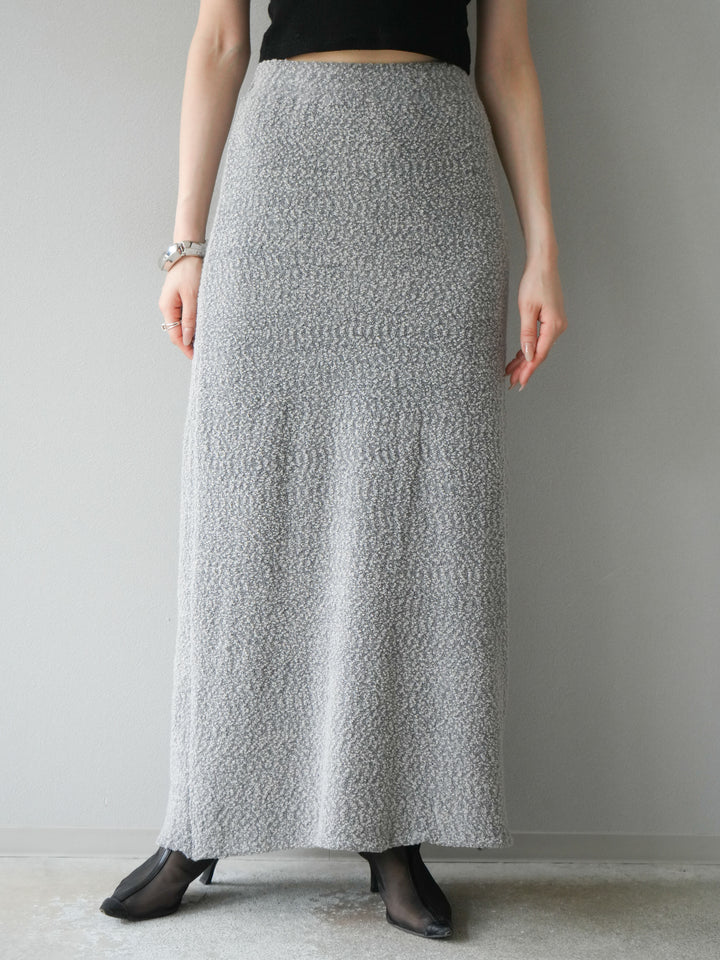 [予約]ブークレーニットIラインスカート/グレー