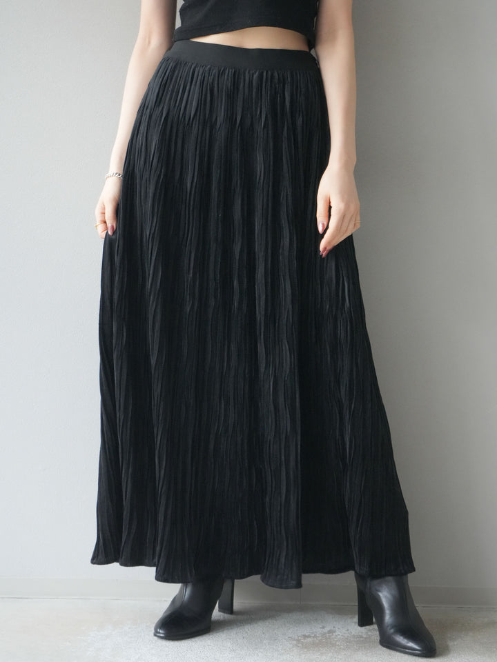 [予約]スエードワッシャープリーツスカート/ black