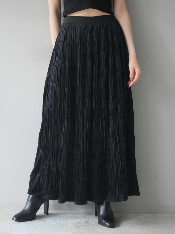 [予約]スエードワッシャープリーツスカート/ black