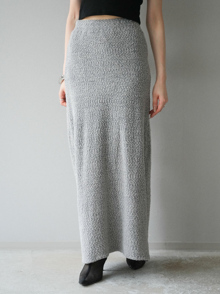 [予約]ブークレーニットIラインスカート/グレー
