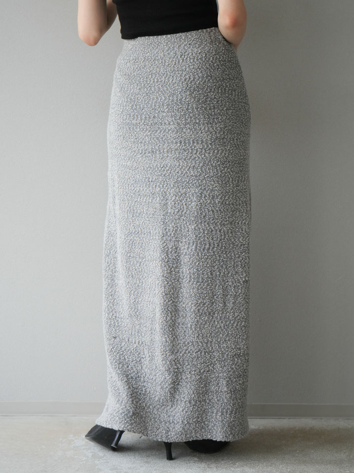 [予約]ブークレーニットIラインスカート/グレー