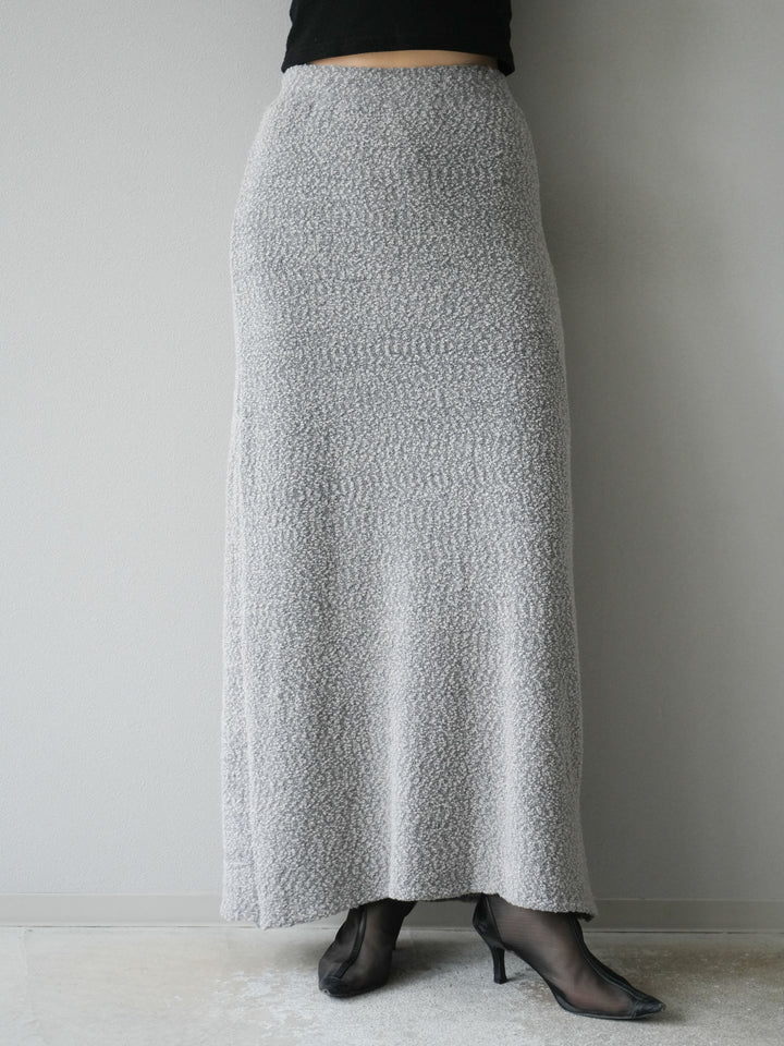 [予約]ブークレーニットIラインスカート/グレー