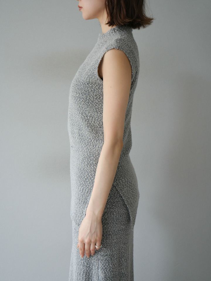 [予約]ブークレアシメニットノースリーブトップス/グレー