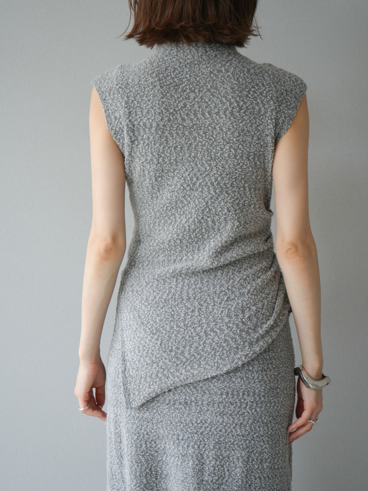 [予約]ブークレアシメニットノースリーブトップス/グレー