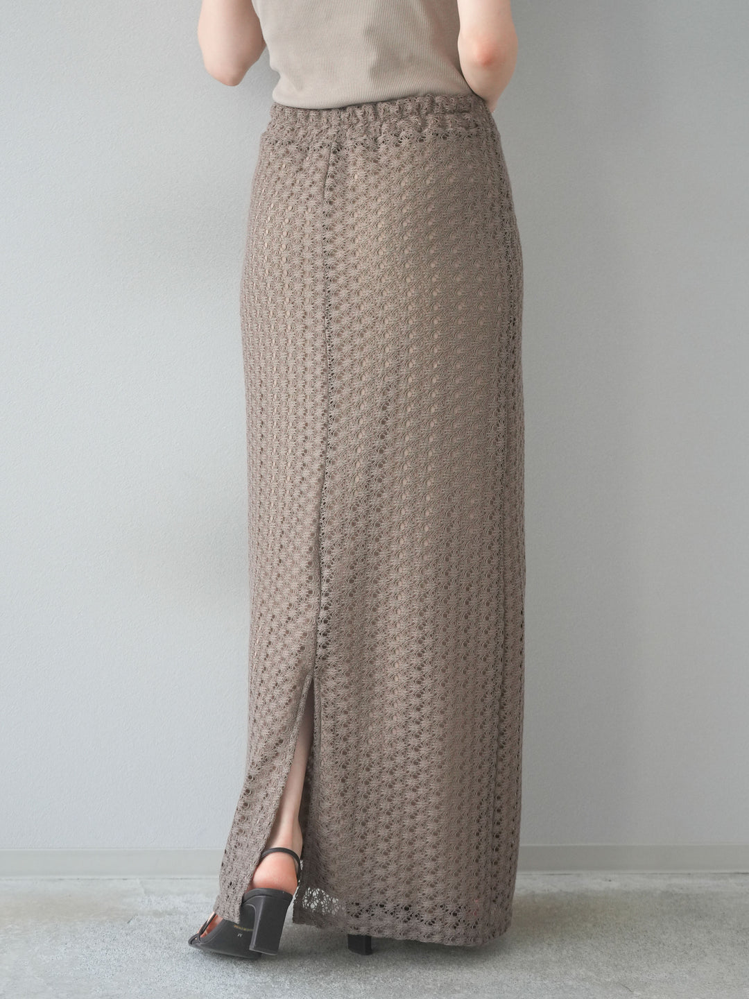 【預購】鏤空緊身裙/棕色