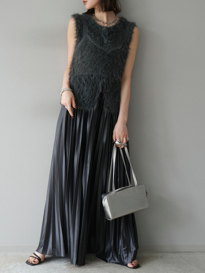 [予約]シャギーニットベスト/チャコール