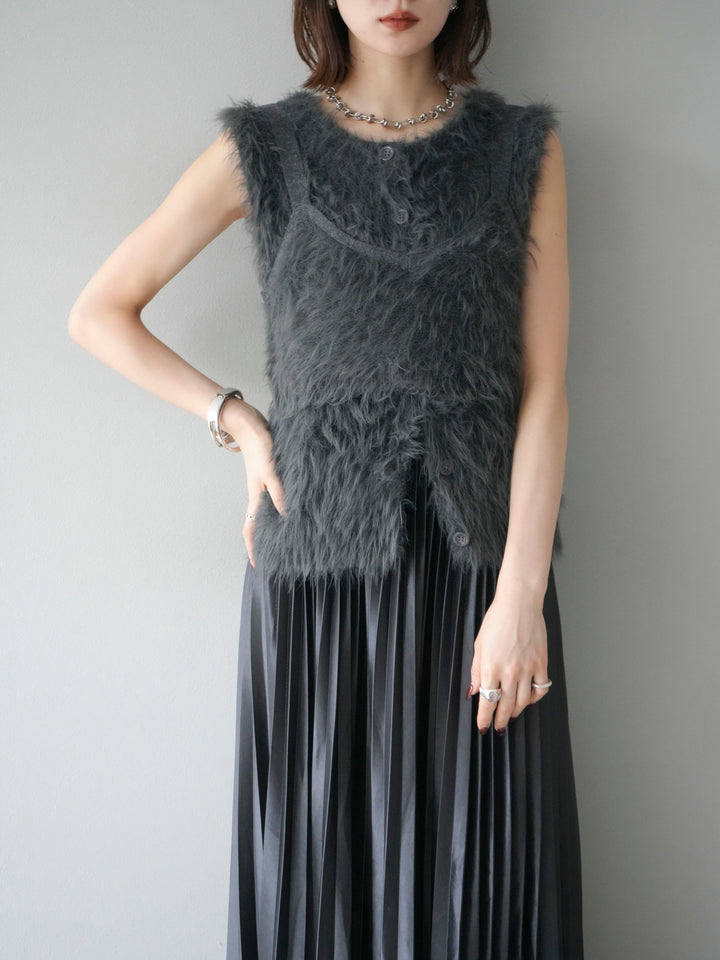 [予約]シャギーニットベスト/チャコール