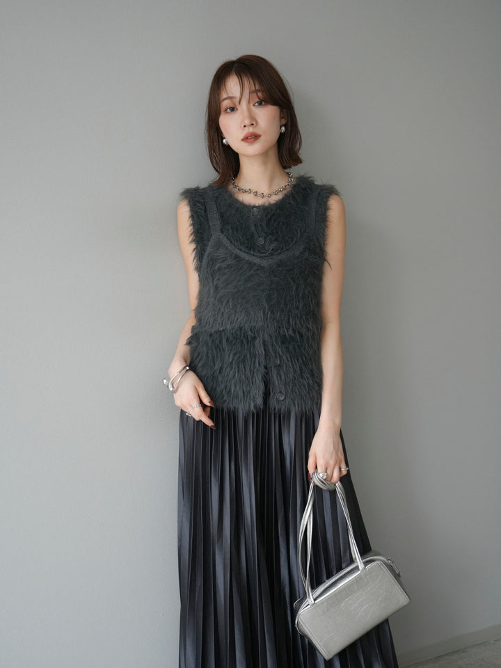 [予約]シャギーニットベスト/チャコール