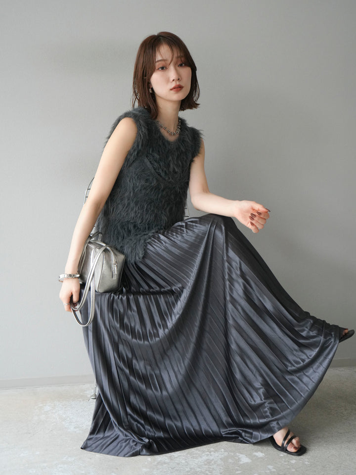 [予約]シャギーニットベスト/チャコール