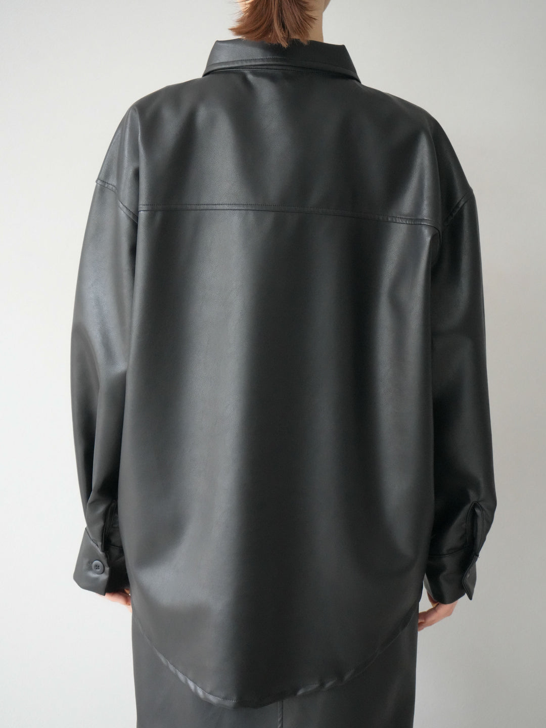 [予約]フェイクレザーシャツ/ブラック