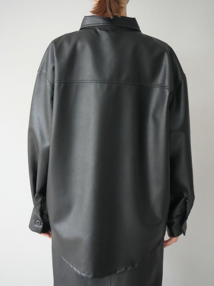 [予約]フェイクレザーシャツ/ブラック