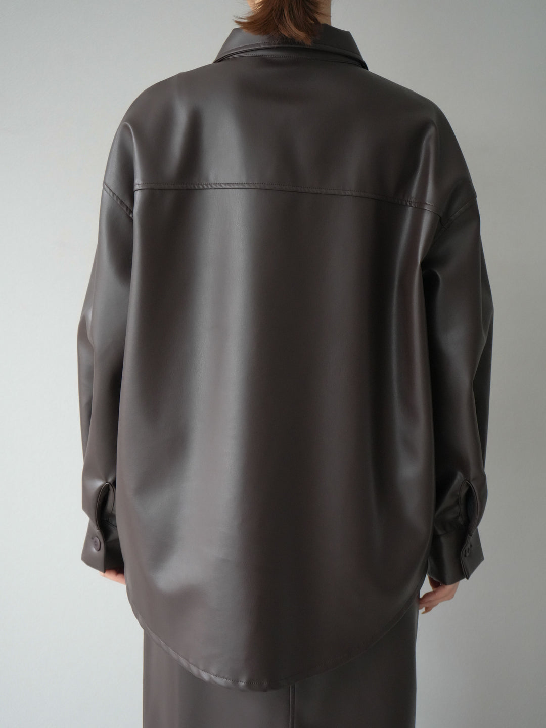 [予約]フェイクレザーシャツ/ブラウン